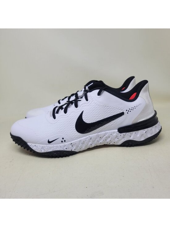 Size 12 Men Nike Alpha Huarache Elite 3 Turf Baseball Shoes White Black CV3560 main image 4